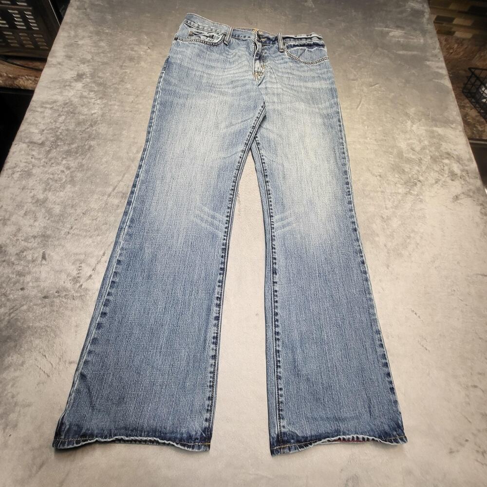 Old Navy Jeans Mens 34x34 Blue Bootcut Light Wash Cotton Embroidered Pockets